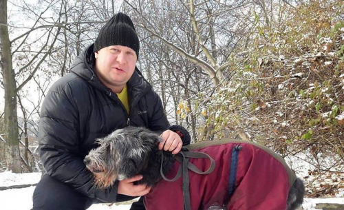 Олег Скавиш з собакою